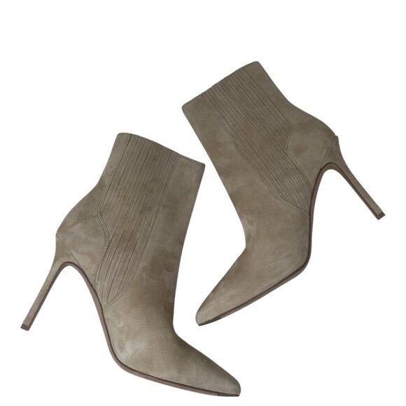 New Veronica Beard Lisa 95mm Sand Suede Leather Pointed Toe Chelsea Boots Size 8 - Picture 5 of 13